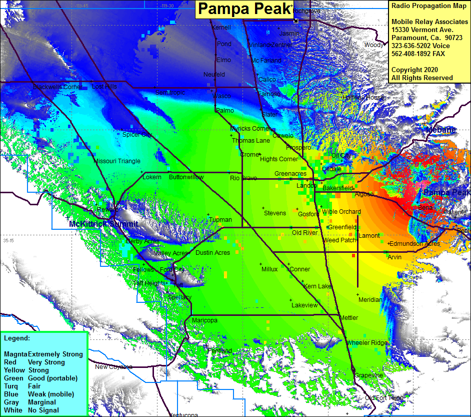 heat map radio coverage Pampa Peak